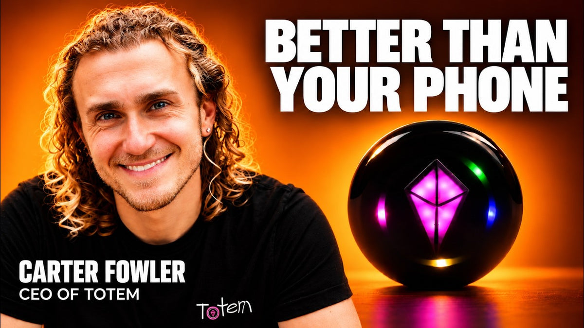 This Week in Startups episode art: Totem CEO Carter Fowler smiling beside a glowing Totem Compass under the headline Better Than Your Phone