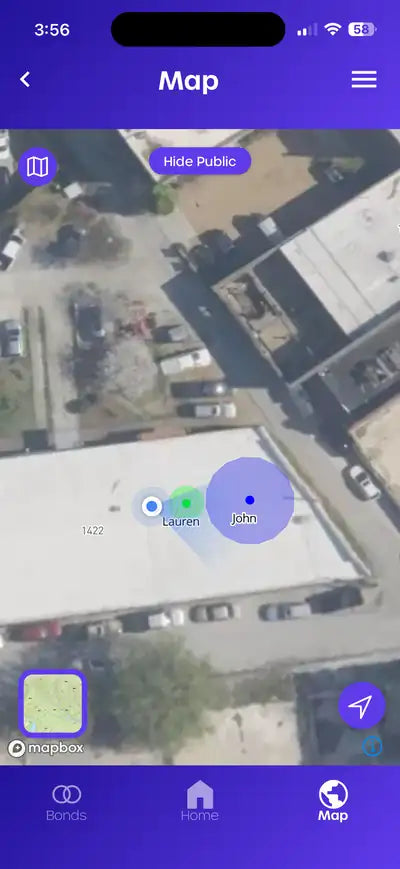 Totem Compass App: friends on the live map