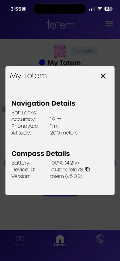 Totem Compass App: navigation and Compass details