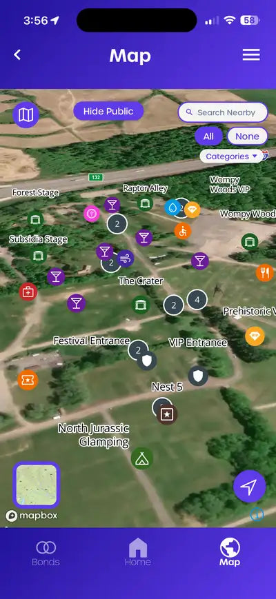 Totem Compass App: festival map with stages and facilities